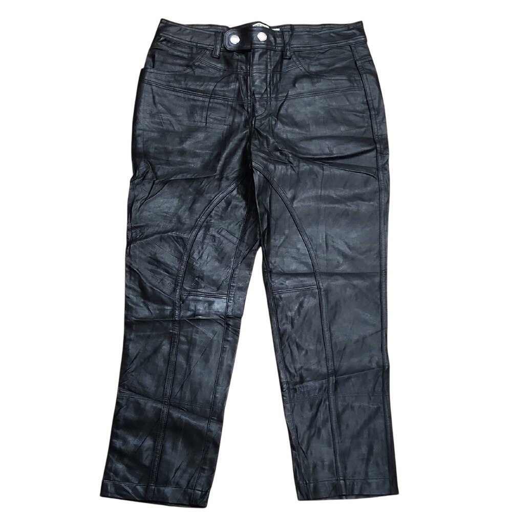We The Free People Boho Moto Western Rebel Vegan Pants 6‎ Black Edgy Steampunk